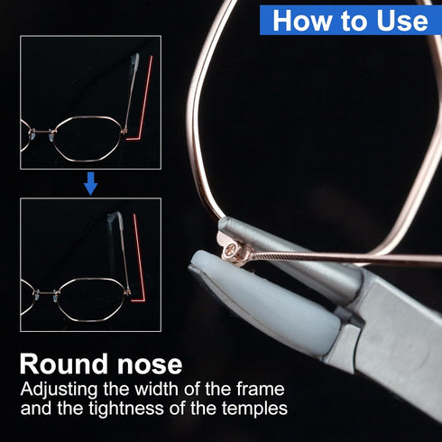 Round & Nylon Jaw Eyeglasses Frame Pliers Nylon Jaw Pliers for Eyeglasses 2 PCS Eyeglass Repair Kit with Eyeglass Repair Screwdriver Optical Plier...