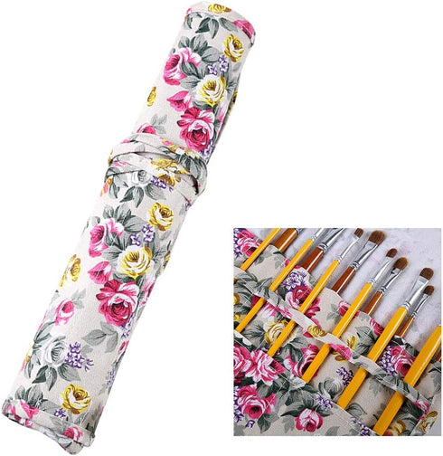 Toyvian 20 Slots Paint Brush Roll Holder Canvas Rollup Pen Case for Artist Watercolor Oil Paint Brush...