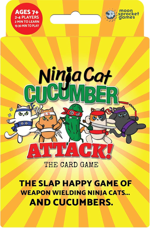 Ninja Cat Cucumber Attack! Card Game - Fast-Paced Slap-Happy Game of Weapon-Wielding Ninja Cats, Fun for Family Game Night, Ages 5+, 2-4 Players, ...