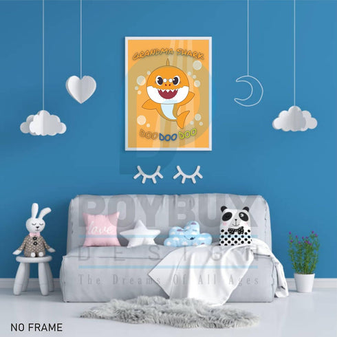 PoyBux Design,Baby Shark Art Poster Drucke, Set von 6 (ungerahmt) (20.3x25.4 cm), Kinderzimmer-Wandkunst-Dekoration, Kinderzimmer Heimdekoration.,...