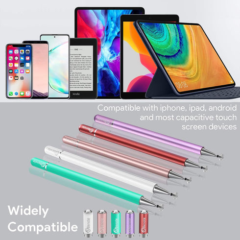 Stylus Pens for Touch Screens, Fine Tip Stylus Pen Drawing and Writing 2-in-1 Disc Tips High Sensitivity Stylus Pen for ipad, iPhone, Apple, Andro...