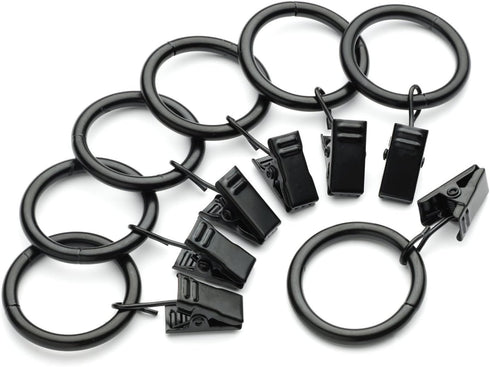 40 Pack Black Matte Metal Curtain Rings with Clips (1.25"?Black)...