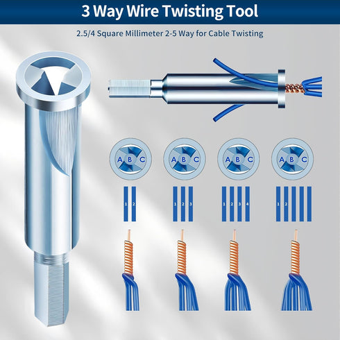 Paddusn Wire Twister Tool for Drill, 3 Way/ 5 Way Wire Stripper for Drill, Electrical Wire Stripping and Twisting Tool for Power Drill, 3pcs Wire ...
