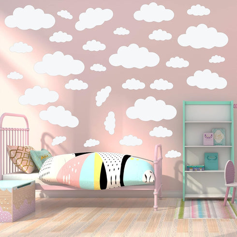 Big Clouds Wall Decals Removable DIY Large Vinyl Sticker Self Adhesive Wallpaper for Living Room Nursery Children Baby Kids Boys Girls Bedroom Dec...