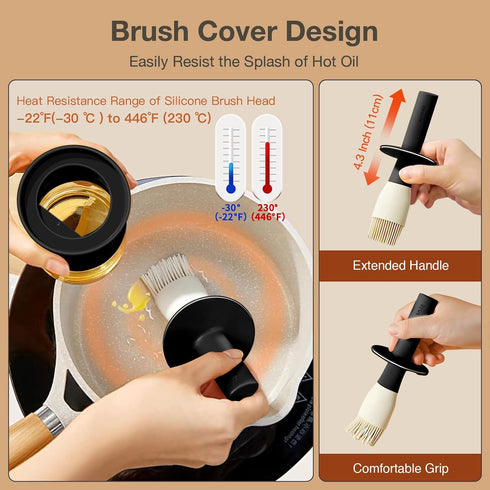 oil dispenser Bottle with Heat Resistant Brush?Glass oil dispenser for Kitchen?Oil Container with Silicone Basting & Pastry Brush for Cooking BBQ ...