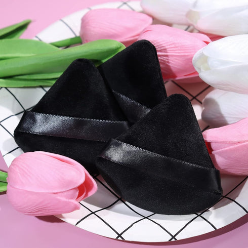 BEAKEY Triangle Powder Puffs for Face Powder Makeup Puff for Loose & Cosmetic Foundation, Wedge Shape Velour Cosmetic Cloud Kiss Makeup Sponges fo...