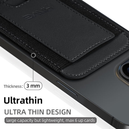 HiWe for MagSafe Wallet, Magnetic Card Wallet Holder for iPhone 15/14/13/12 Series, Leather Wallet, Fit 6 Cards, Slim, RFID Blocking, Black...