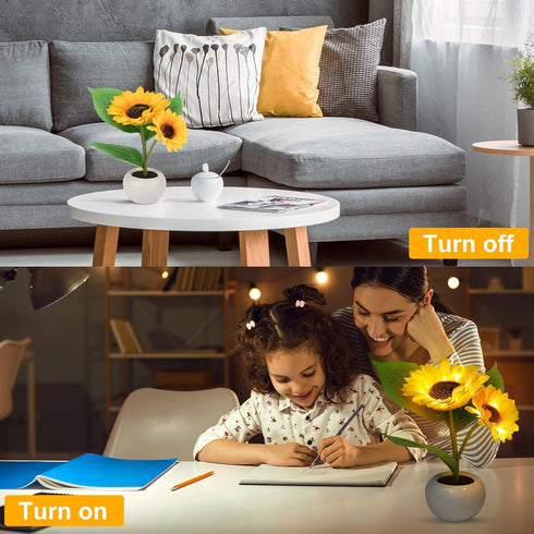 Sunflower Plants Table Lamp Gifts for Mom Simulation Flowers Led Night Lights for Anniversary Romantic Birthday Gifts for Her Home Decor - Ceramic...