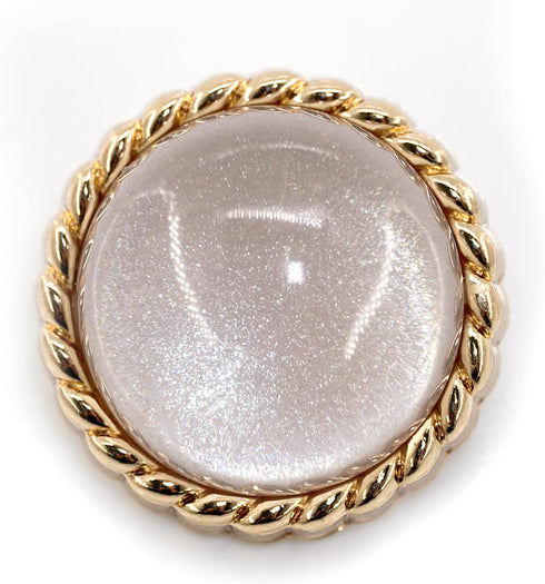 20 pcs Clear Glass Dome Gray Shimmer Layer Sewing Metal Shank Coat Buttons -25mm -1"...