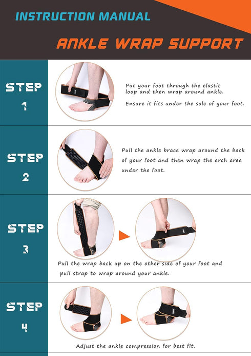 1 Pack Adjustable Ankle Brace for Women and Men, Ankle Support for Sprain Plantar Fasciitis Achilles Tendon, Compression Wrap for Volleyball Runni...