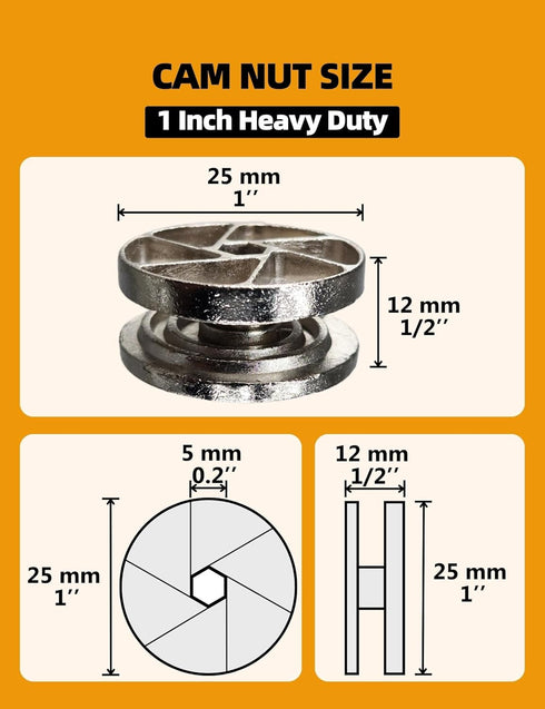 Replacement Heavy Duty Cam Wheel Locks Compatible with IKEA 115349 as Bed Frame Parts for MALM, SONGESAND, BRIMNES & More (1, 25mm)...