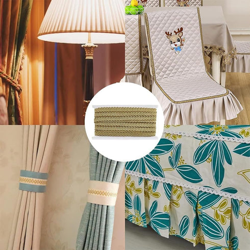 FINGERINSPIRE 13 Yards Gimp Braid Trim Gold Edge Woven Braid Trim 15mm(W) Inelastic Handmade Polyester Sewing Gold Metallic S Wave Craft Decor Lac...