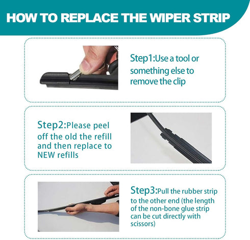 4Pcs Automotive Replacement Windshield Wiper Blades, Frameless Window Boneless Insert Silicone Strips, 26In Silicone Frameless Windshield Wiper St...