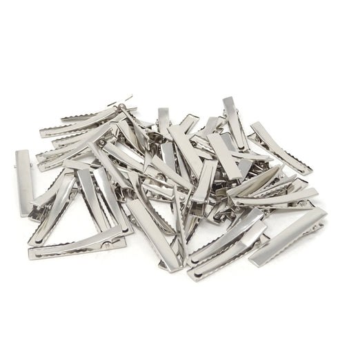 Honbay 50PCS Silver Tone Single Prong Metal Alligator Hair Clip Flat Top with Teeth for Arts & Crafts Projects, Dry Hanging Clothing, Office Paper...