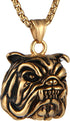 Fierce expression pet pendant gift gold-plated stainless steel bulldog head necklace 22+2 inch chain...
