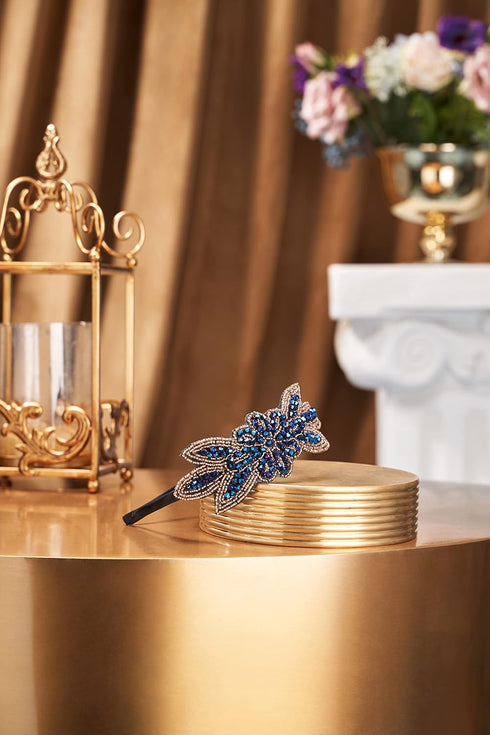 BABEYOND Flapper Headband 1920s Headpiece - Art Deco Headpiece Rhinestone Hair Accessories for Women (Style2-Blue)...