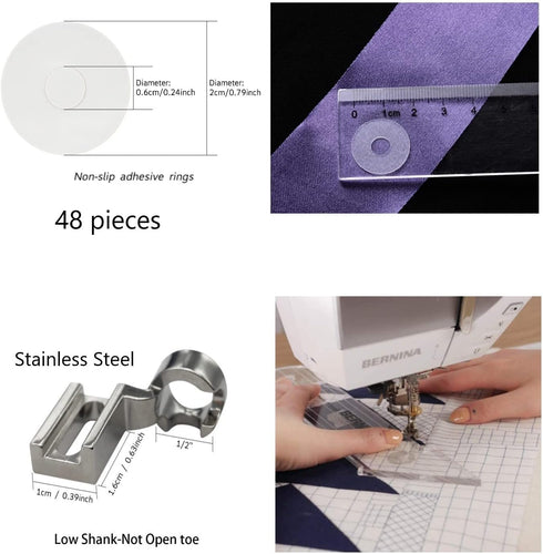 Meander Stipple Quilting Ruler Free Motion Quilting Template Rulers 3mm for Domestic Sewing Machine and Low Shank Ruler add 48pcs Non-Slip Grips...