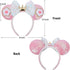 3D Mouse Ears Headbands, Flower Pink Sequin Mouse Ears for Women Girls, 2" Extra Thick Headband with 4" Park Ears, Birthday Party Decorations Hair...