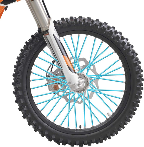 PSLER 72 PCS Sky Bule Spoke Skins Spoke Covers Trim Wrap Cover Decoration Protector Pipe Motorcycle Motocross Pit Dirt Bike...