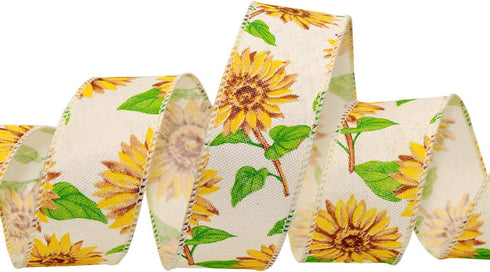 Morex Ribbon Wired Sunflower Linen Ribbon, 1.5 inch by 10 yards, Yellow, 7559.40/10-615...