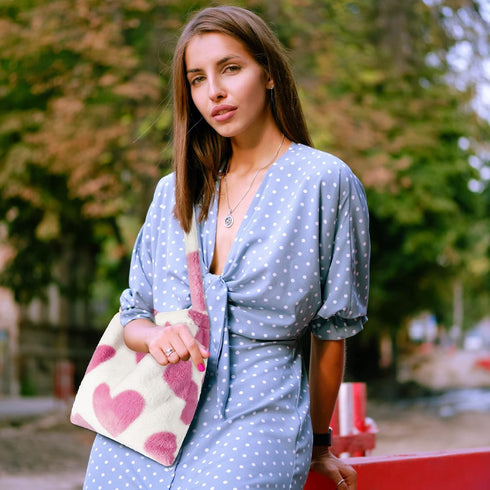 Fluffy Shoulder Bag Plush Bags Women Ladies Tote Bag Fluffy White Furry Purse Handbag for Autumn and Winter...