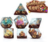 Gate Keeper Games and Dice: Inclusion Dice: Dinosaur Eggs - 7pc RPG Set, Multi-Colored Dino Eggs & Brown Glitter in Clear Resin, Role Playing Game...