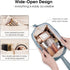 Narwey Large Women Makeup Bag Wide-open Make up Bag Travel Cosmetic Organizer Toiletry Bag for Cosmetics Toiletries Accessories (Greyish Blue)...