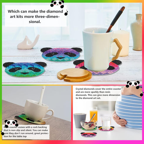 MVVMTOP 6 Pcs Diamond Painting Coasters with Dimensional Holder, DIY Special Shapes Diamond Art Kits Non-Slip Coaster for Beginners, Adults Art Cr...