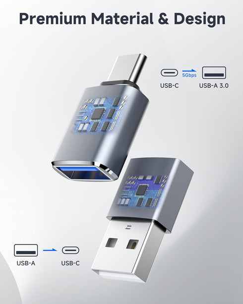 USB to USB C Adapter 4 Pack,?2*Type C Female to A Male Charger Converter?&?2*USB C Male to USB Female?OTG Adapter for iPhone 15 Pro Max 14 13 12,A...