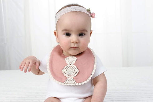 GZMM Baby Bib For Girls,Reversible Waterproof Handmade Natural Cotton Baby Drool Bib 0-12 months 3 Pack...
