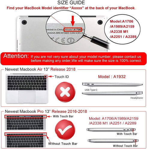 iCasso Compatible with MacBook Pro 13 inch Case 2023 2022-2016 Release A2338 M2/M1/A2159/A1989/A1706/A1708, Plastic Hard Shell Case with Keyboard ...