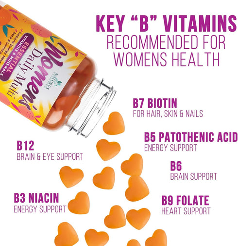 Womens Complete Daily Multivitamin Gummy with Vitamin A, C, D, E, B6, B-12, Biotin & Calcium, Immune Health Support, Womens Multivitamin Gummies, ...
