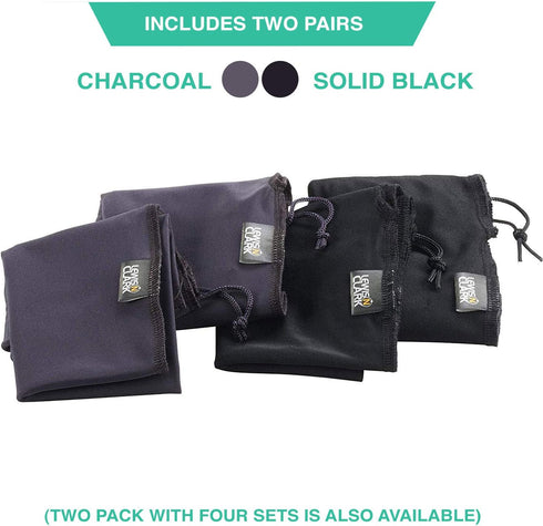 Lewis N. Clark Nylon Drawstring Travel Shoe Bags + Covers for Women & Men, Charcoal/Black, 1 Pack (2 Pairs)...