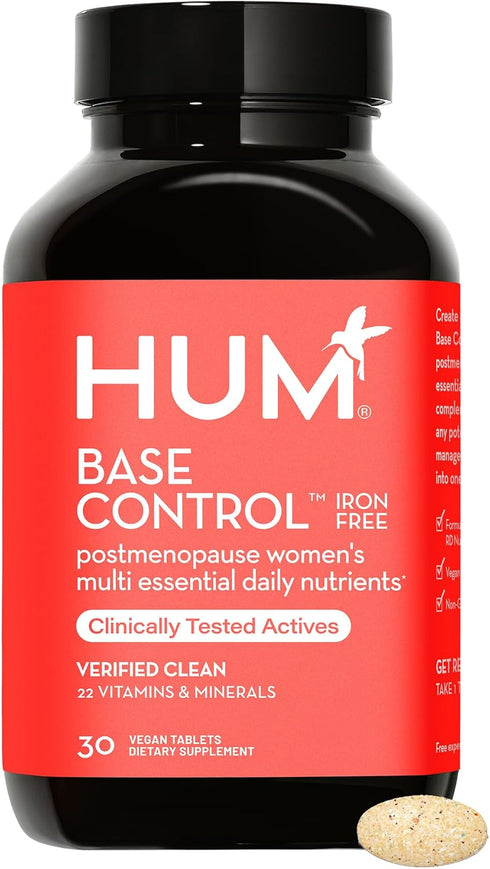 HUM Base Control -Iron Free,Daily Women's Minerals with B Complex, Vitamin C, 22 Micro-Nutrients to Support Postmenopausal Women - Non-GMO, Soy-Fr...