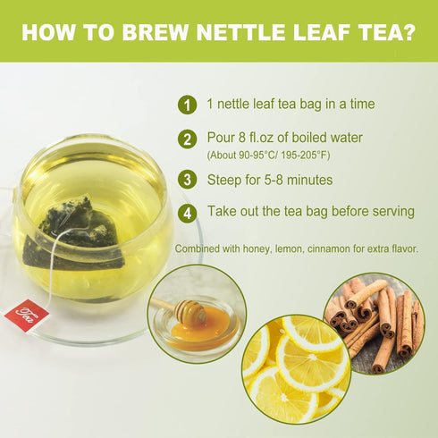 FullChea - Nettle Leaf Tea Bags, 25 Teabags, 1.5g/bag - Naturally Stinging Nettle Tea - Support Eye Health & Strengthen Bones...