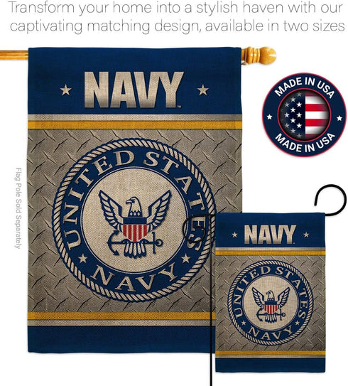 Breeze Decor US Navy Garden Flag Armed Forces USN Seabee United State American Military Veteran Retire Official House Banner Small Yard Double-Sid...