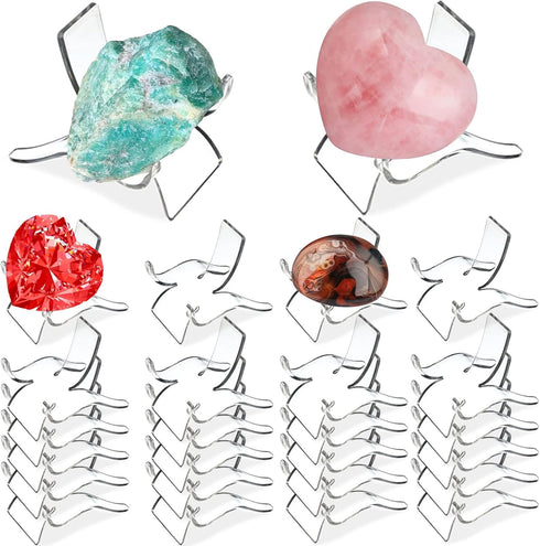 (24 PCS?Display Stand,Acrylic Rock Display stands,Clear Display Easel Stands Pedestal for Crystal Geodes Rock Mineral Agate Fossil Coral crystal/g...