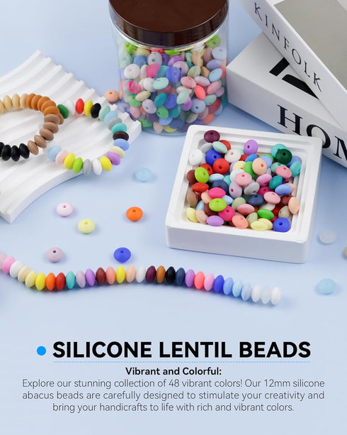 480PCS FIVEIZERO Silicone Beads,48 Colors 12mm Silicone Beads Bulk for Keychain Making,Silicone Beads Bulk for Bracelet Necklace DIY Crafting...