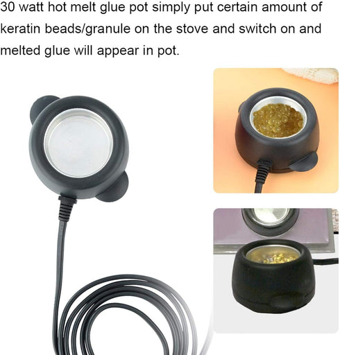 Glue Pot, Glue Stove DIY Hot Glue Pot for Repairing for School Handcraft Teaching for Silk Flower Factory for Make Pre-Bonded Hair(U.S. regulation...