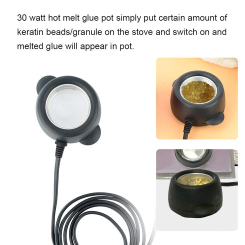 Glue Skillet, Glue Pot Hot Glue Pot Hot Glue Melting Pot Melting Glue Stove DIY for School Handcraft Teaching Repairing, Make Pre-Bonded Hair Exte...