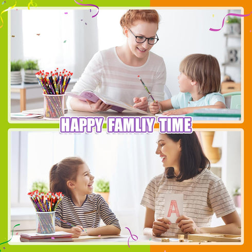 Crtiin 48 Pcs Wood Pencil 100th Day of School Eid Mubarak Motivational Pencils Novelty Pencils Bright School Party Supplies for Kids Students Clas...
