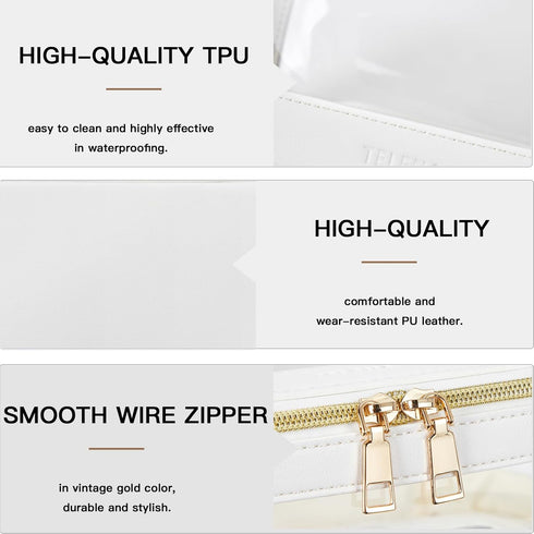 Telena Clear Makeup Bag Travel Toiletry Cosmetic Bag Portable Make Up Organizer for Women Beige...