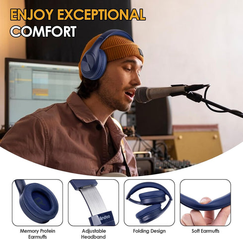 JH-923 Wireless Headphones Over Ear, 65H Playtime, 3EQ Sound Modes, Hi-Res Audio with Deep Bass Microphone,Foldable Lightweight Bluetooth Headphon...
