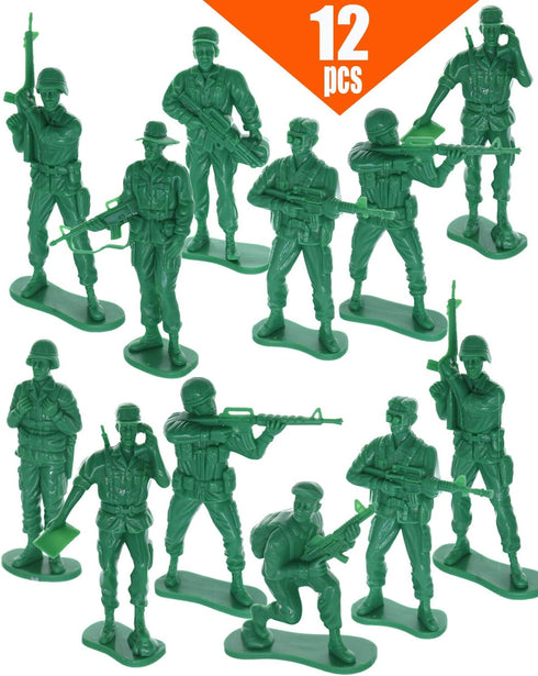 GiftExpress 12pc 5" Large Green Army Men, US Military Soldiers, Action Figure Set...