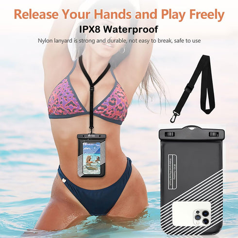 Waterproof Phone Pouch 2pcs(S+L),Waterproof Phone Lanyard Case, IPX8 Floating Waterproof Phone Case Dry Bag for iPhone 15 14 Pro 13 13 Pro Max 12 ...