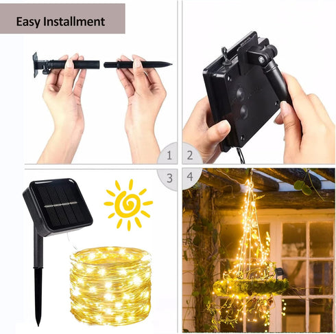 kemooie 2 Packs Solar String Lights, Total 200 LED 66FT 8 Twinkle Modes Warm White Solar Powered Fairy Lights, Waterproof for Outdoor, Tree, Garde...