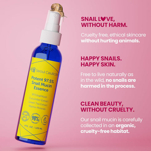 SeoulCeuticals Korean Face Mist 97.5% Snail Mucin Essence - K Beauty Skincare Facial Spray - Cucumber Extract + Marine Minerals + Green Tea + Aloe...