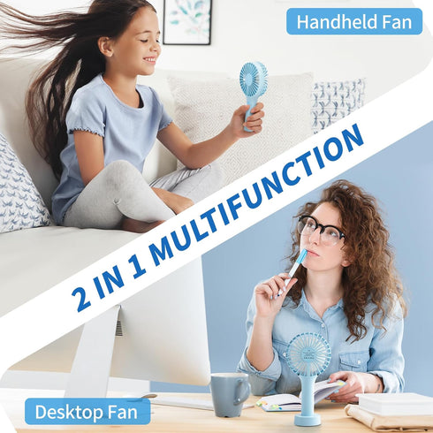 Mini Handheld Fan Portable, Small Portable Hand Held Fan with USB Rechargeable Battery, 3 Speed Personal Desk Table Fan with Base, Makeup Eyelash ...