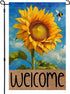4TH Emotion Summer Sunflower Garden Flag 12x18 Double Sided for Outside, Spring Welcome Bumble Bee Small Burlap Yard Flag for Outdoor Holiday Deco...