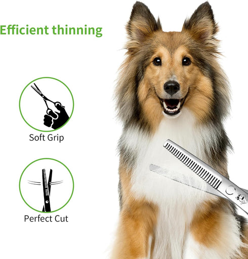 LovinPet Dog Grooming Scissors Set, all Safety Round Tips Professional 6 in 1 Germany Stainless Steel Dog Grooming Scissors Kit,Sharp and Durable ...